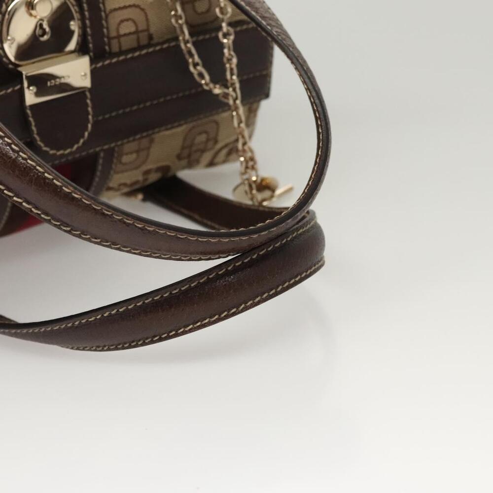 GUCCI Hand Bag Canvas Brown Gold - Picture 7 of 16